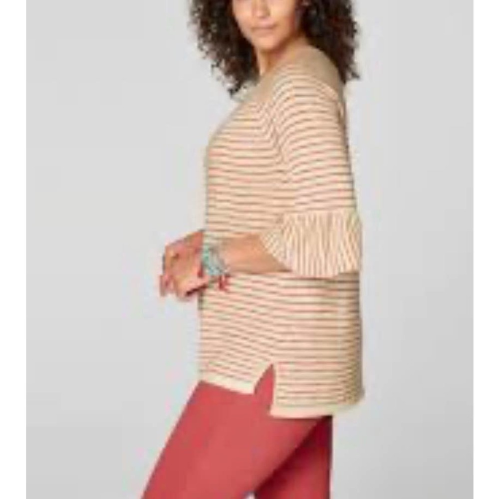 J Jill Linen Blend Sweater with Flounce Sleeve